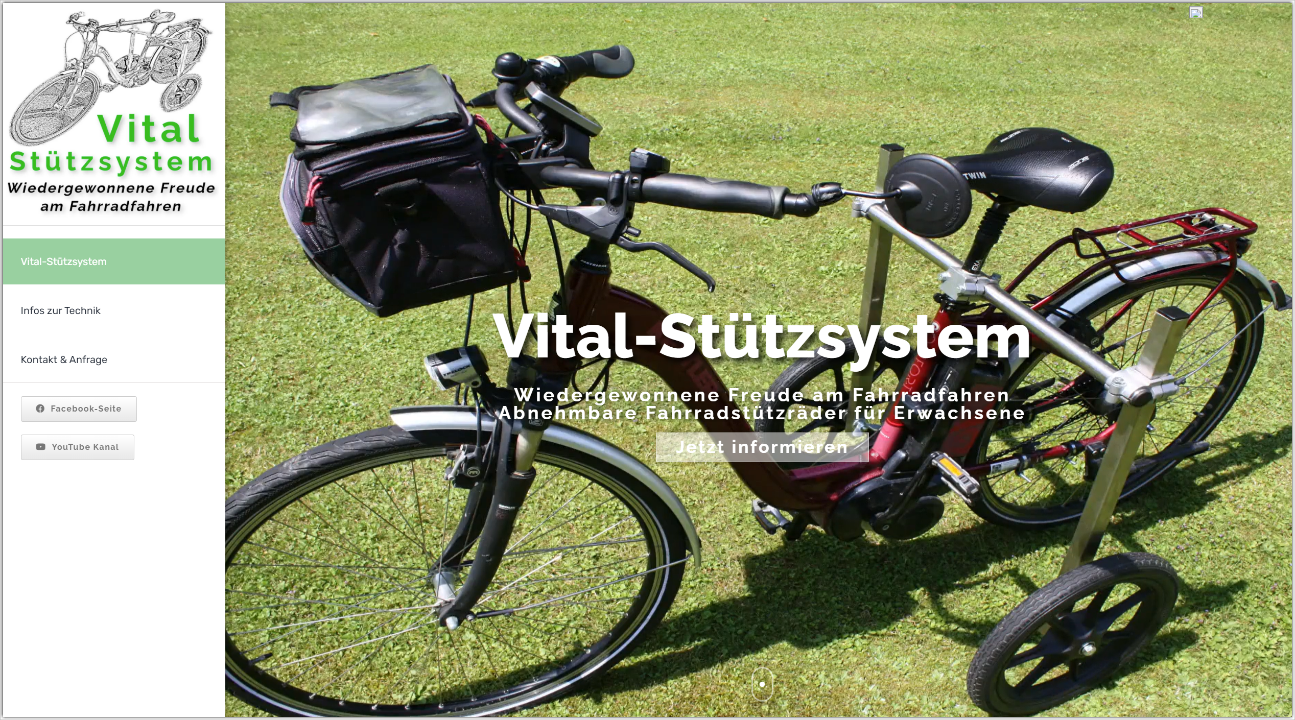 Webseite Vital-Stützsystem - Fahrrad Stützräder für Erwachsene und Senioren